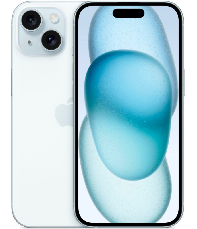 iPhone 15 128Гб (1 sim + eSIM / 100% / Без коробки) Голубой - Б/У ★★★☆☆