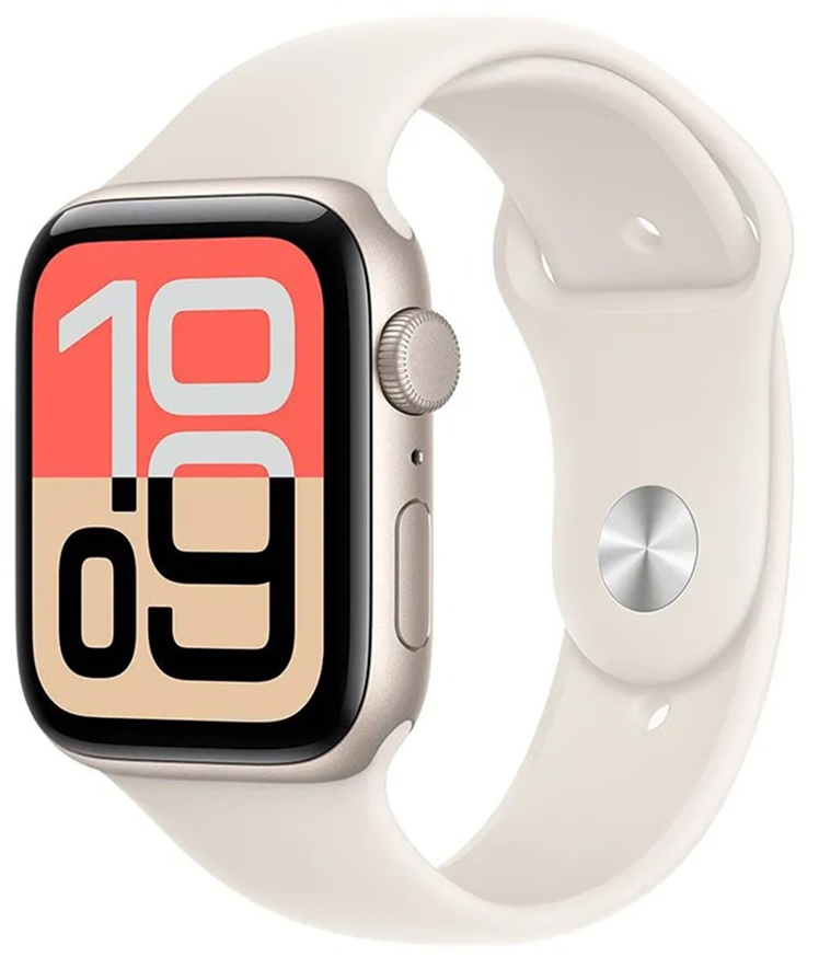 Apple Watch SE 3 (2025), 40мм, корпус цвета "Сияющая звезда", спортивный ремешок "Сияющая звезда" M/L (MEH54)