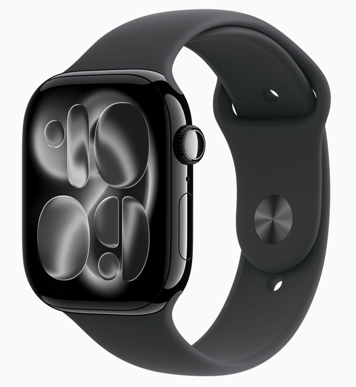 Apple Watch Series 11, 46 мм, корпус из алюминия «чёрный глянец», спортивный ремешок черного цвета