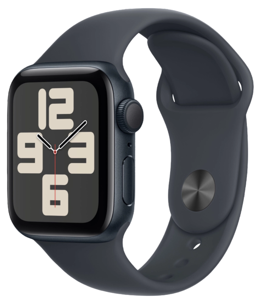 Apple Watch SE 2024, 40 мм, корпус из алюминия цвета «темная ночь», спортивный ремешок цвета «темная ночь» M/L (MXE93)