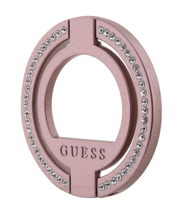 Guess кольцо-держатель MagSafe Металлическая подставка кольцо с бриллиантовыми стразами, Розовый