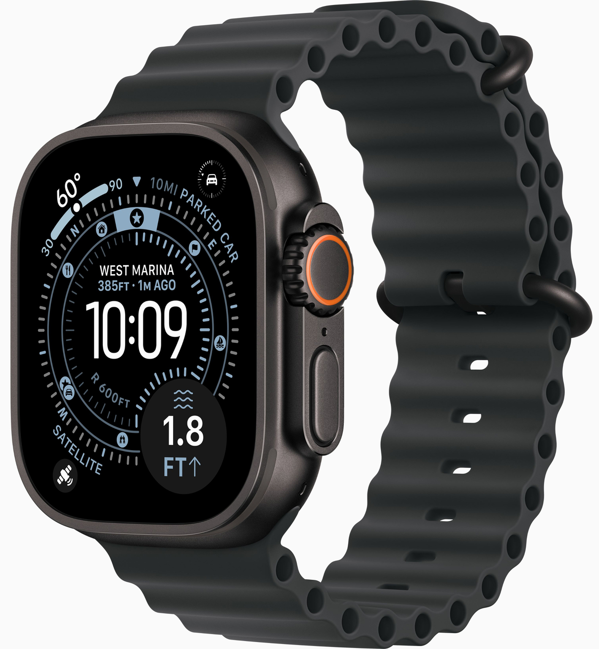 Apple Watch Ultra 3 GPS, 49 мм, корпус из черного титана, ремешок Ocean черного цвета