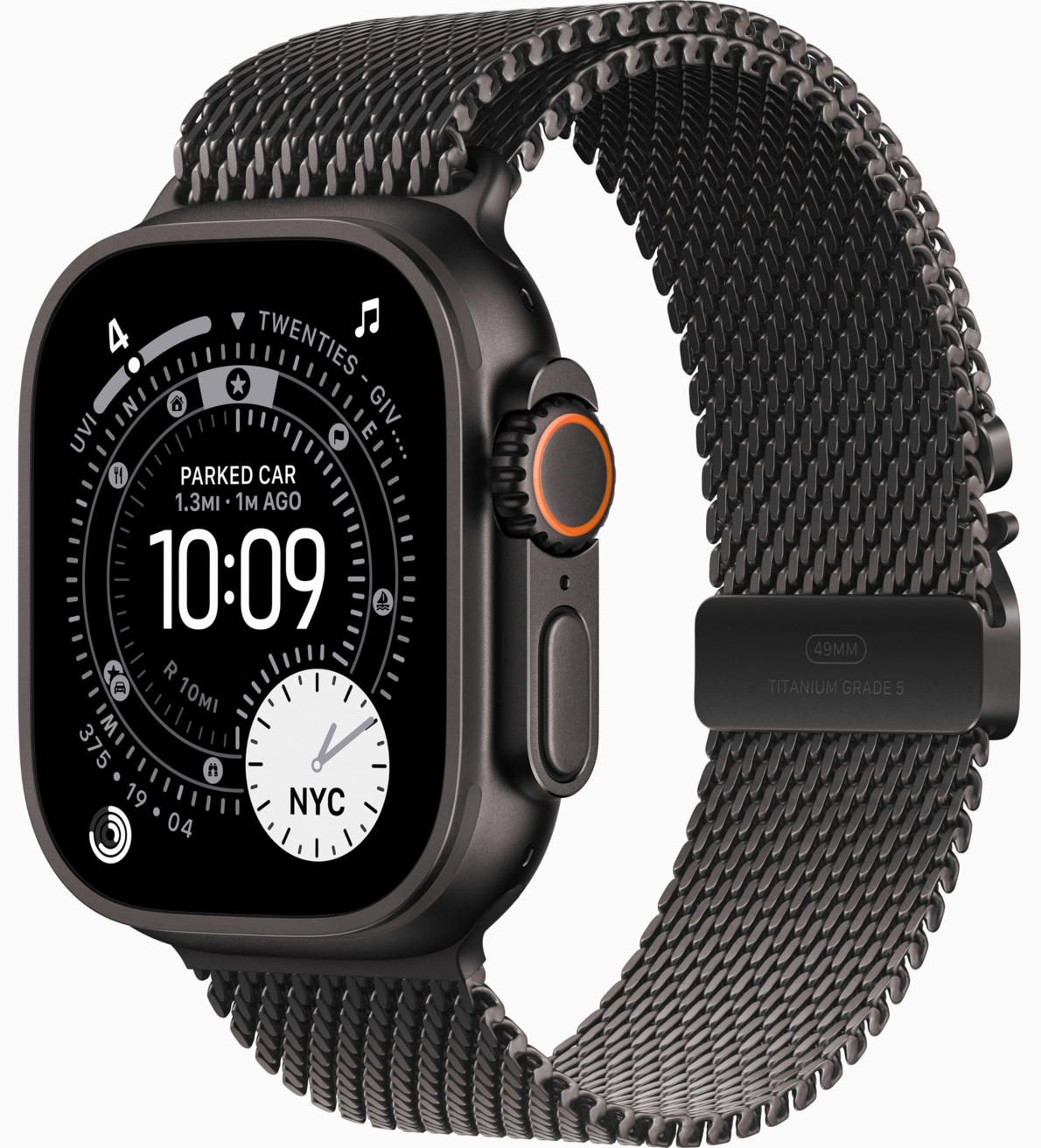 Apple Watch Ultra 3 GPS, 49 мм, корпус из черного титана, ремешок Milanese цвета Black M