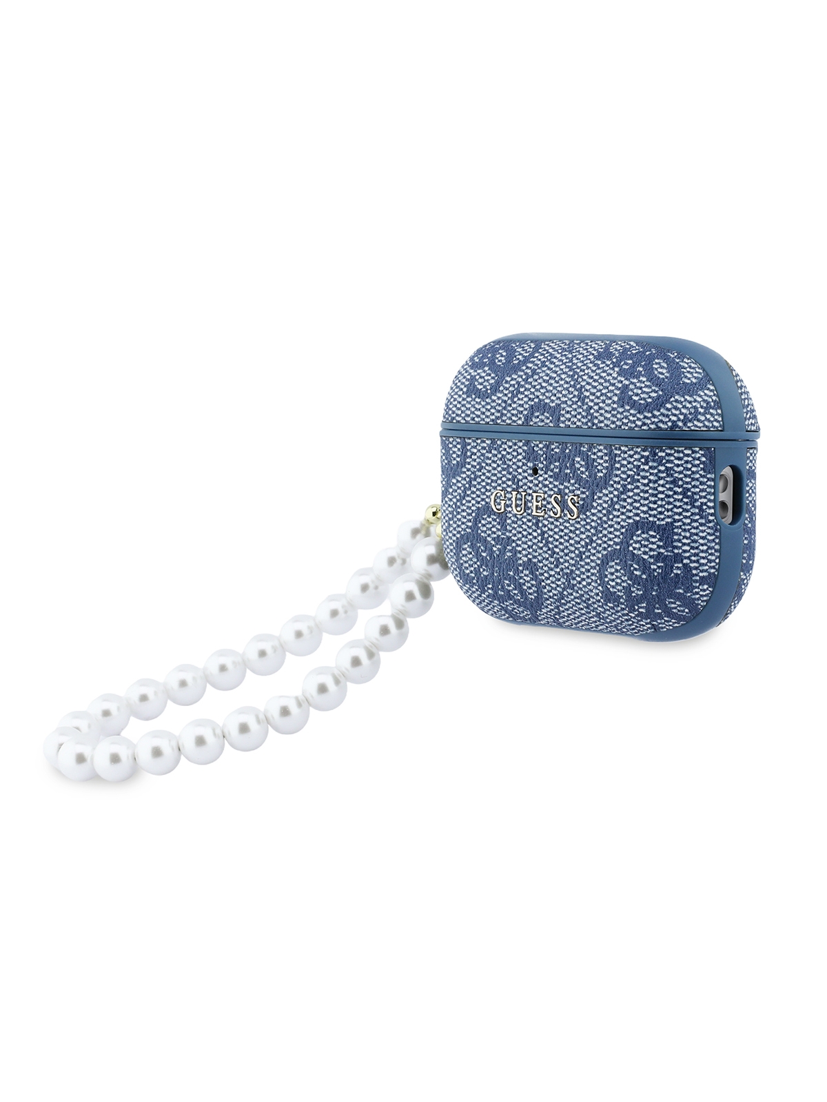 Чехол Guess для Airpods Pro 3 PU leather 4G with Classic metal logo and Pearl hand strap, Синий