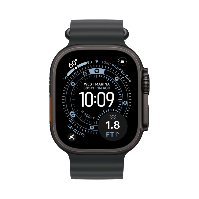 Apple Watch Ultra 3 GPS, 49 мм, корпус из черного титана, ремешок Ocean черного цвета